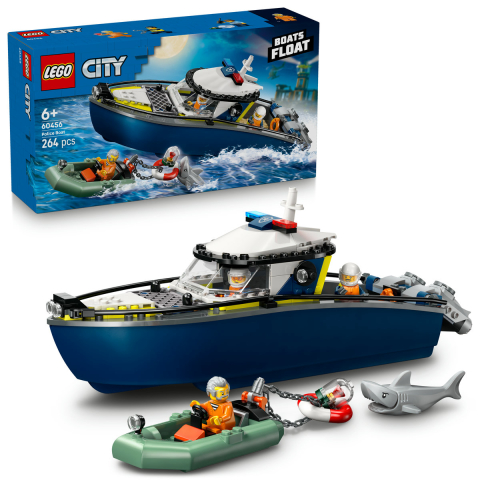LEGO® -  LEGO City  Urmarire cu barca de politie copii cu varsta 6 + ani
