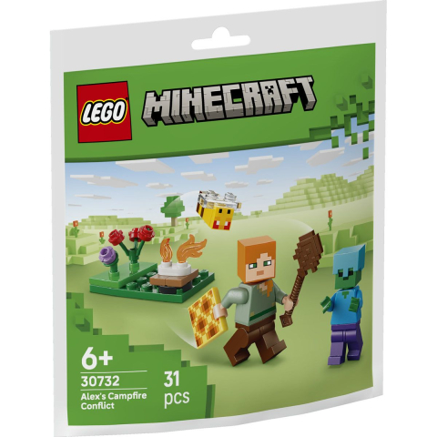 LEGO® -  LEGO Minecraft  Conflict la focul de tabără al lui Alex varsta  6 + ani