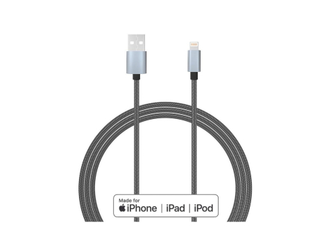 Periferice IT - Lemontti Cablu Bending Aluminum USB-A la Lightning MFI, 1.5m, Gri