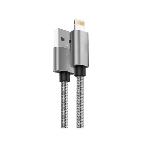 Lemontti Cablu Bending Aluminum USB-A la Lightning MFI, 1.5m, Gri [3]