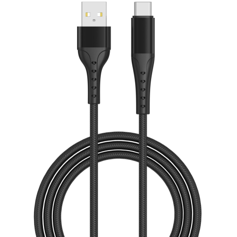 Lemontti Cablu Bending Aluminum USB-A la Type-C, Fast Charge, 1.2m, Negru [1]