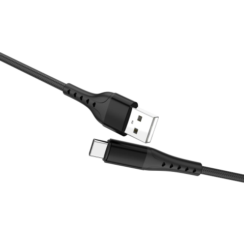 Lemontti Cablu Bending Aluminum USB-A la Type-C, Fast Charge, 1.5m, Negru [3]
