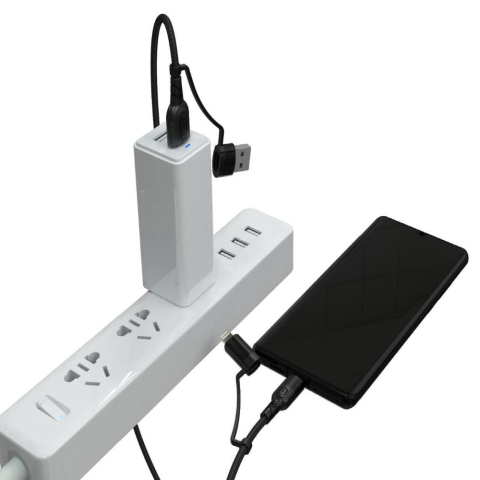 Lemontti Cablu Multi connector 4 in 1, USB-A & Type-C la Type-C & Lightning, PD 60W, 1.2m, Negru [5]
