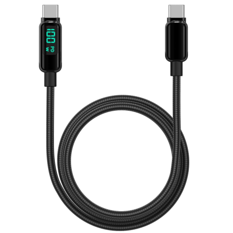 Lemontti Cablu Screen Digital Display Type-C la Type-C, Fast Charge, 100W, 2m, Negru [7]