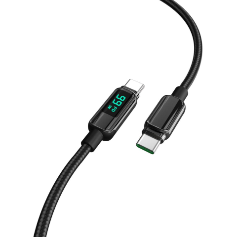 Lemontti Cablu Screen Digital Display Type-C la Type-C, Fast Charge, 100W, 2m, Negru [2]
