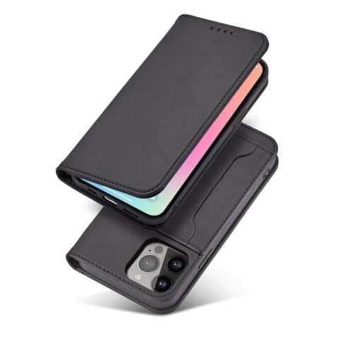 Lemontti Husa Book Magnet Card iPhone 14 Pro, cu suport portofel, Negru [7]