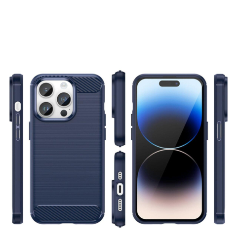 Laptop, Tablete & Telefoane - Lemontti Husa Carbon Case Flexible iPhone 14 Pro Albastru
