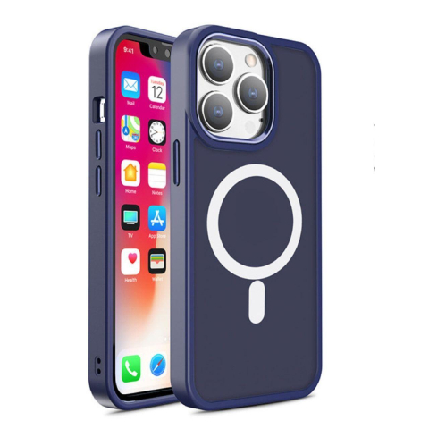 Laptop, Tablete & Telefoane - Lemontti Husa Color Matte MagSafe iPhone 15 Pro Max Albastru