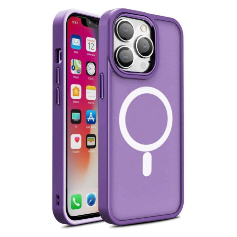 Laptop, Tablete & Telefoane - Lemontti Husa Color Matte MagSafe iPhone 15 Pro Max Mov