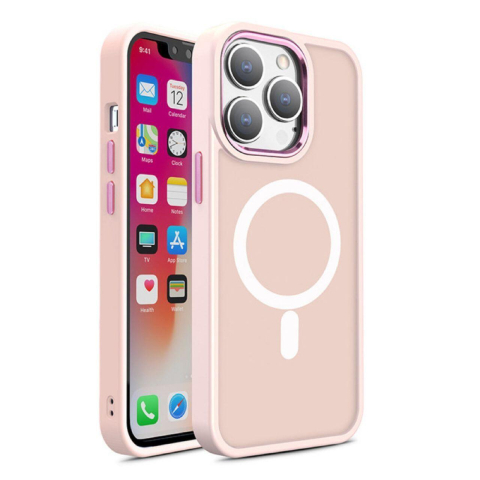 Laptop, Tablete & Telefoane - Lemontti Husa Color Matte MagSafe iPhone 15 Pro Max Roz