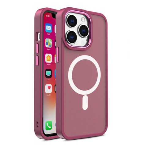 Laptop, Tablete & Telefoane - Lemontti Husa Color Matte MagSafe iPhone 15 Pro Max Visiniu