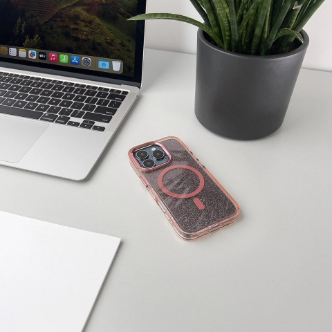 Lemontti Husa Glitter MagSafe iPhone 16 Pro Max Roz [6]