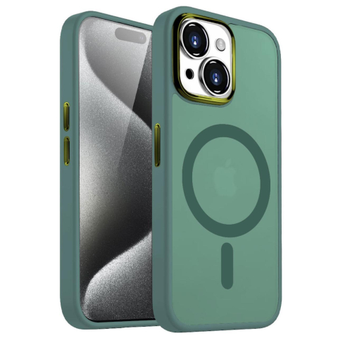 Laptop, Tablete & Telefoane - Lemontti Husa Guardian Magsafe iPhone 15 Plus Transparent/ Verde