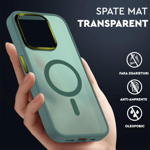 Laptop, Tablete & Telefoane - Lemontti Husa Guardian Magsafe iPhone 15 Transparent/ Verde