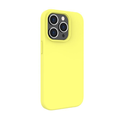 Laptop, Tablete & Telefoane - Lemontti Husa Liquid Silicon MagCharge iPhone 14 Pro Galben (protectie 360°, material fin, captusit cu microfibra)