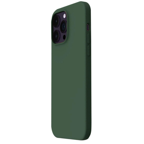 Laptop, Tablete & Telefoane - Lemontti Husa Liquid Silicon MagCharge iPhone 14 Pro Verde (protectie 360°, material fin, captusit cu microfibra)