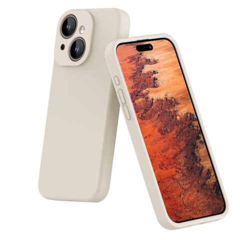 Lemontti Husa Liquid Silicon MagCharge iPhone 15 Bej (protectie 360°, material fin, captusit cu microfibra) [1]