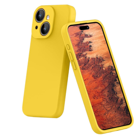 Lemontti Husa Liquid Silicon MagCharge iPhone 15 Galben (protectie 360°, material fin, captusit cu microfibra) [2]
