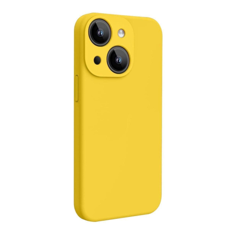 Laptop, Tablete & Telefoane - Lemontti Husa Liquid Silicon MagCharge iPhone 15 Galben (protectie 360°, material fin, captusit cu microfibra)