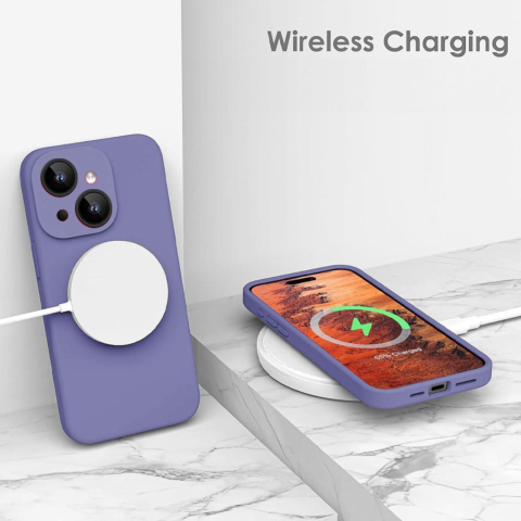 Lemontti Husa Liquid Silicon MagCharge iPhone 15 Gri (protectie 360°, material fin, captusit cu microfibra) [2]