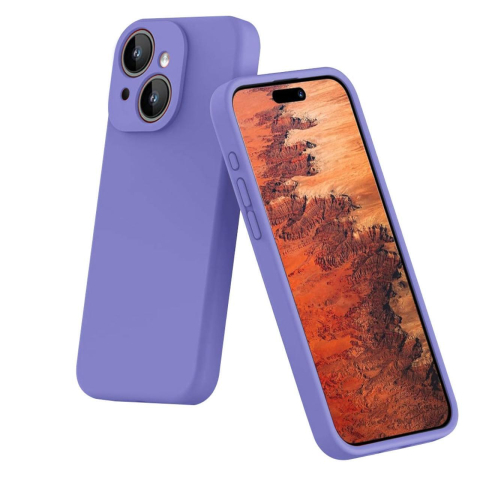 Laptop, Tablete & Telefoane - Lemontti Husa Liquid Silicon MagCharge iPhone 15 Lila (protectie 360°, material fin, captusit cu microfibra)