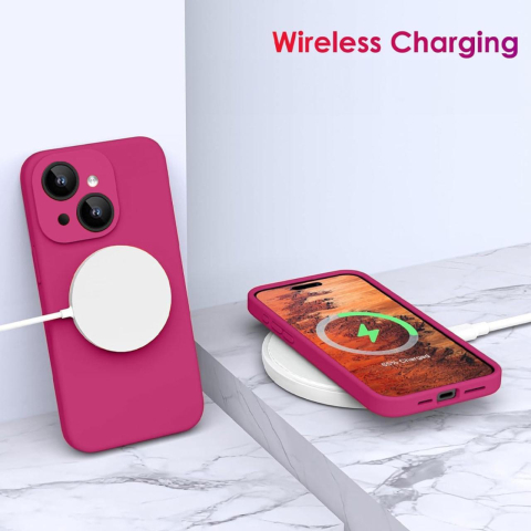 Lemontti Husa Liquid Silicon MagCharge iPhone 15 Plus Roze (protectie 360°, material fin, captusit cu microfibra) [3]
