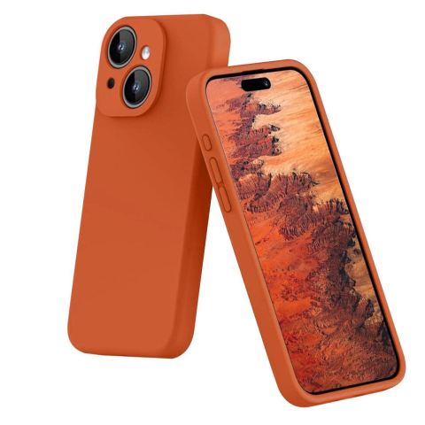 Lemontti Husa Liquid Silicon MagCharge iPhone 15 Portocaliu (protectie 360°, material fin, captusit cu microfibra) [1]