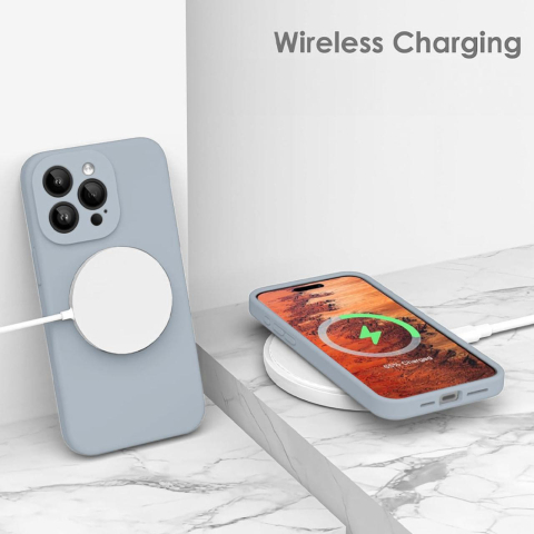 Lemontti Husa Liquid Silicon MagCharge iPhone 15 Pro Albastru (protectie 360°, material fin, captusit cu microfibra) [2]