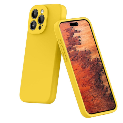 Laptop, Tablete & Telefoane - Lemontti Husa Liquid Silicon MagCharge iPhone 15 Pro Galben (protectie 360°, material fin, captusit cu microfibra)