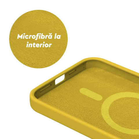 Lemontti Husa Liquid Silicon MagCharge iPhone 15 Pro Galben (protectie 360°, material fin, captusit cu microfibra) [2]