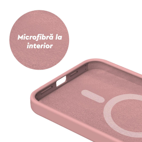 Lemontti Husa Liquid Silicon MagCharge iPhone 15 Pro Max Crem (protectie 360°, material fin, captusit cu microfibra) [3]