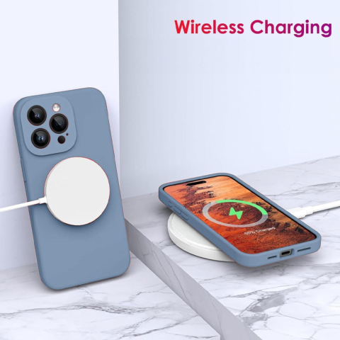 Lemontti Husa Liquid Silicon MagCharge iPhone 15 Pro Max Gri (protectie 360°, material fin, captusit cu microfibra) [2]