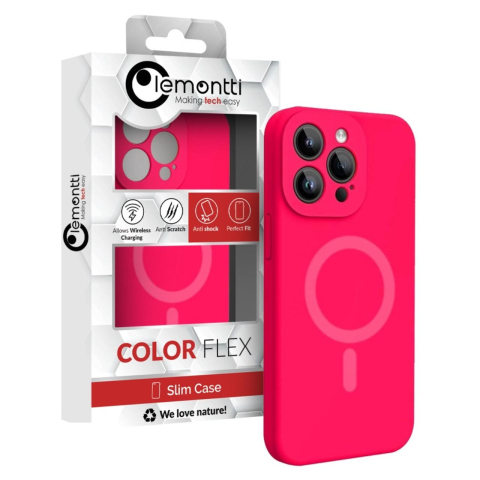 Lemontti Husa Liquid Silicon MagCharge iPhone 15 Pro Max Roz Neon (protectie 360°, material fin, captusit cu microfibra) [5]