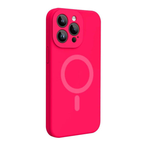 Lemontti Husa Liquid Silicon MagCharge iPhone 15 Pro Max Roz Neon (protectie 360°, material fin, captusit cu microfibra) [4]