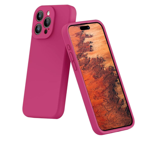 Laptop, Tablete & Telefoane - Lemontti Husa Liquid Silicon MagCharge iPhone 15 Pro Roze (protectie 360°, material fin, captusit cu microfibra)