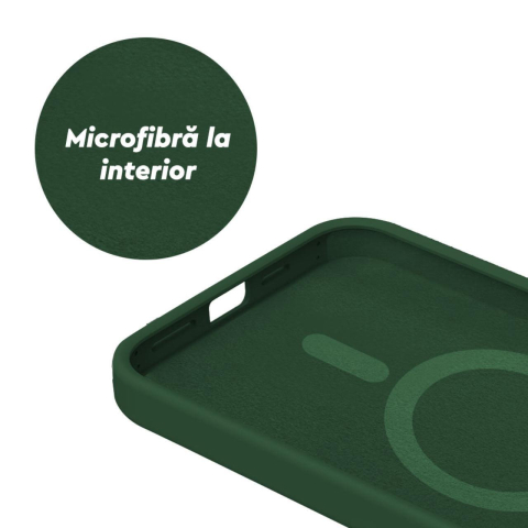 Lemontti Husa Liquid Silicon MagCharge iPhone 15 Pro Verde (protectie 360°, material fin, captusit cu microfibra) [3]
