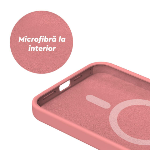 Lemontti Husa Liquid Silicon MagCharge iPhone 15 Roz (protectie 360°, material fin, captusit cu microfibra) [1]