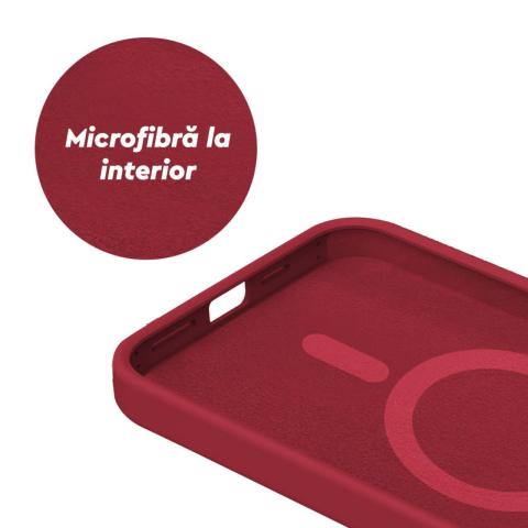 Lemontti Husa Liquid Silicon MagCharge iPhone 15 Visiniu (protectie 360°, material fin, captusit cu microfibra) [4]
