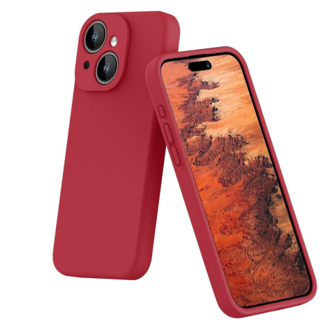 Lemontti Husa Liquid Silicon MagCharge iPhone 15 Visiniu (protectie 360°, material fin, captusit cu microfibra) [2]