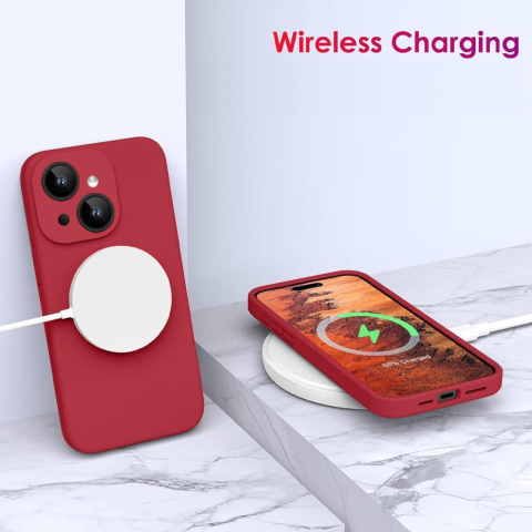 Lemontti Husa Liquid Silicon MagCharge iPhone 15 Visiniu (protectie 360°, material fin, captusit cu microfibra) [3]