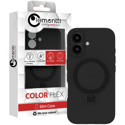 Lemontti Husa Liquid Silicon MagSafe iPhone 16, cu suport, Negru [3]