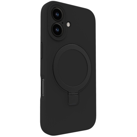 Lemontti Husa Liquid Silicon MagSafe iPhone 16, cu suport, Negru [1]