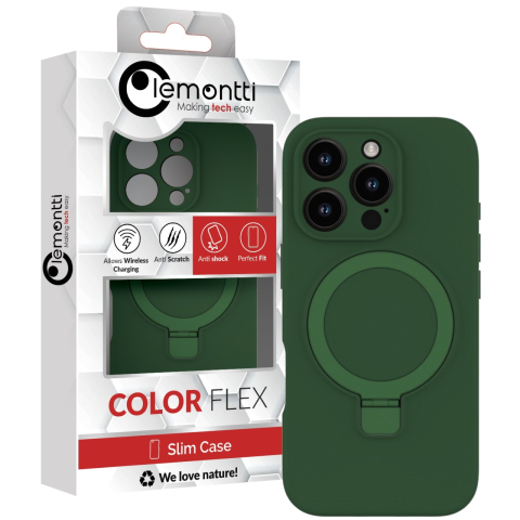 Lemontti Husa Liquid Silicon MagSafe iPhone 16 Pro, cu suport, Verde [3]