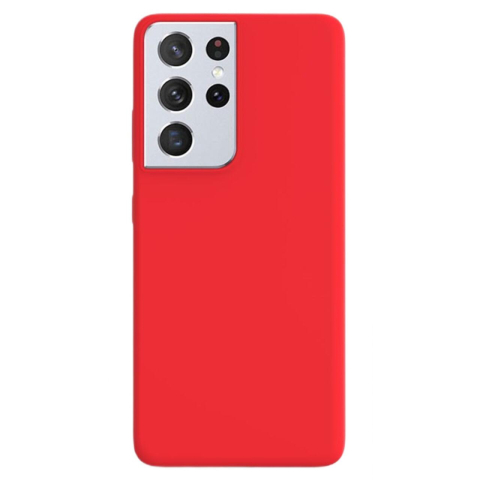Lemontti Husa Liquid Silicon Samsung Galaxy S21 Ultra Red (protectie 360°, material fin, captusit cu microfibra) [2]