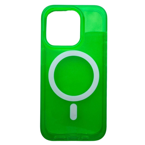 Laptop, Tablete & Telefoane - Lemontti Husa Neon Hybrid MagSafe iPhone 15 Pro Verde