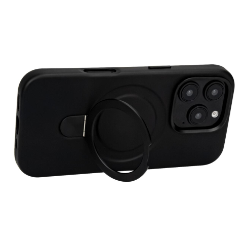 Lemontti Husa Piele MagSafe cu inel stand iPhone 15 Pro Negru [4]