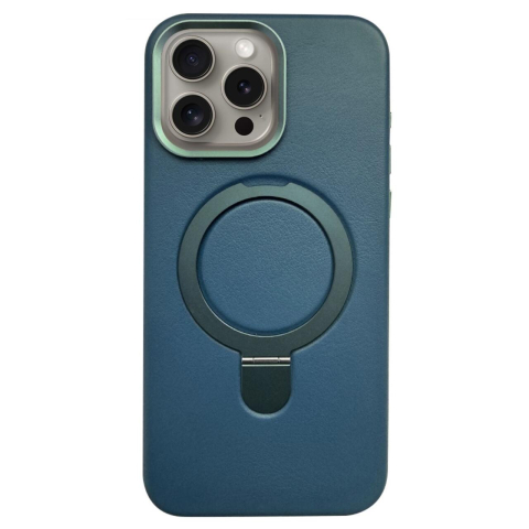 Laptop, Tablete & Telefoane - Lemontti Husa Piele MagSafe cu inel stand iPhone 16 Pro Max Verde