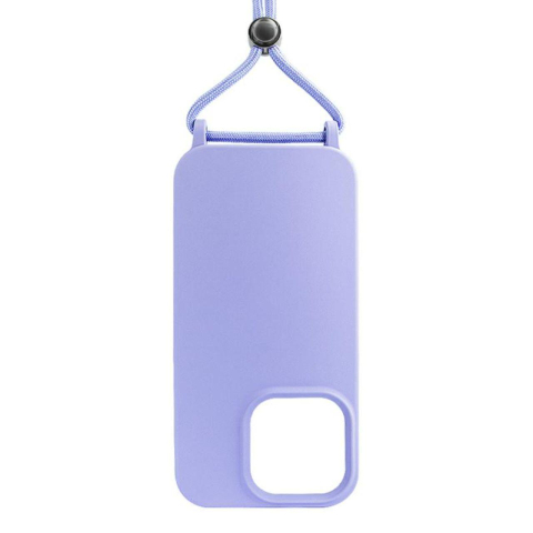 Laptop, Tablete & Telefoane - Lemontti Husa Silicon cu Snur iPhone 13 Pro Mov (protectie 360°, material fin, captusit cu microfibra)