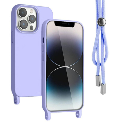 Lemontti Husa Silicon cu Snur iPhone 13 Pro Mov (protectie 360°, material fin, captusit cu microfibra) [2]