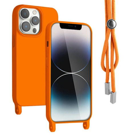 Lemontti Husa Silicon cu Snur iPhone 13 Pro Portocaliu (protectie 360°, material fin, captusit cu microfibra) [2]